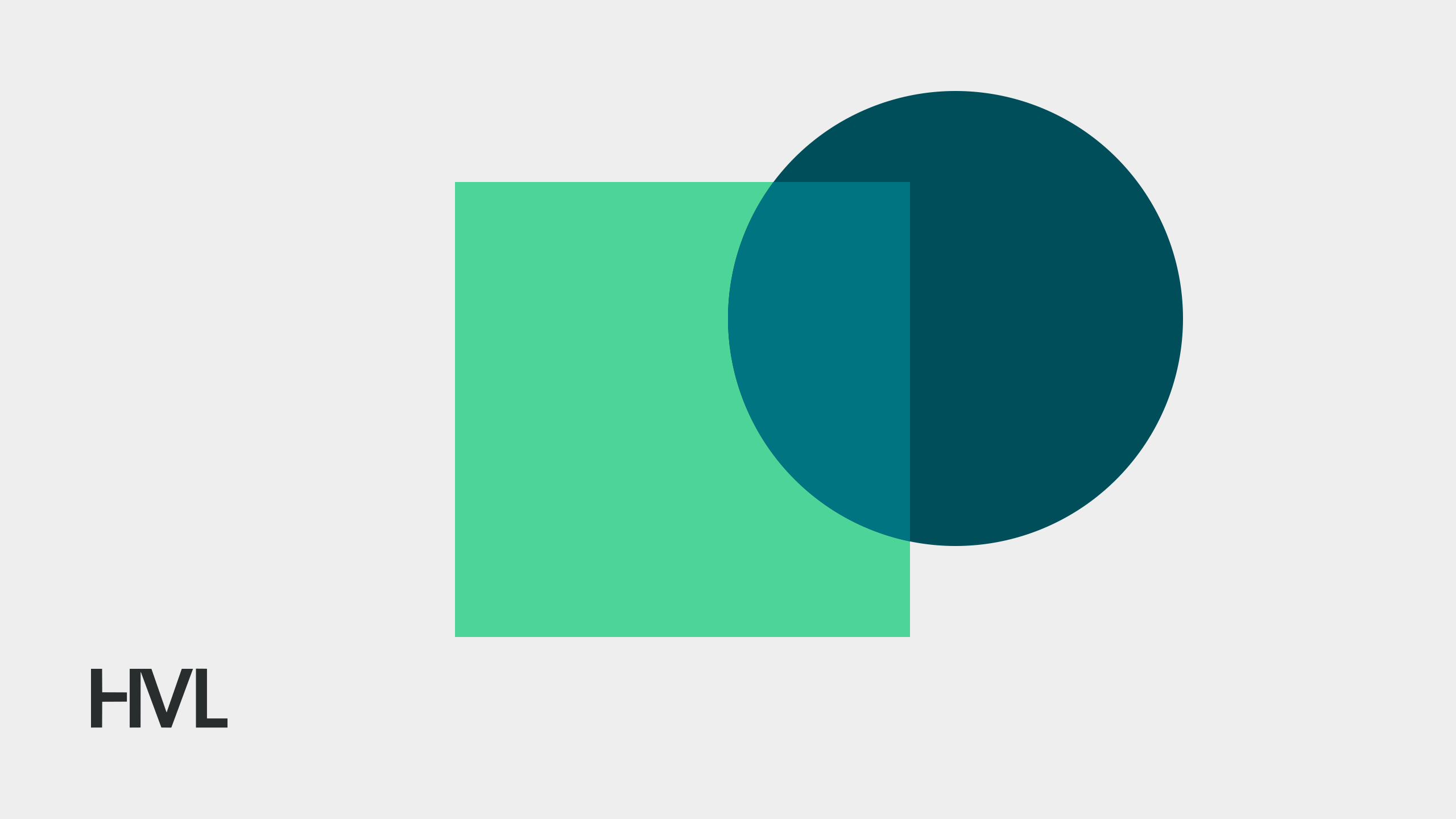 A mint square overlaps a dark teal circle on a light grey background, with the HVL logo in the lower left.